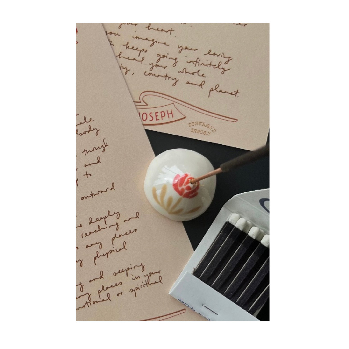 Meditation Card with Ceramic Incense Holder